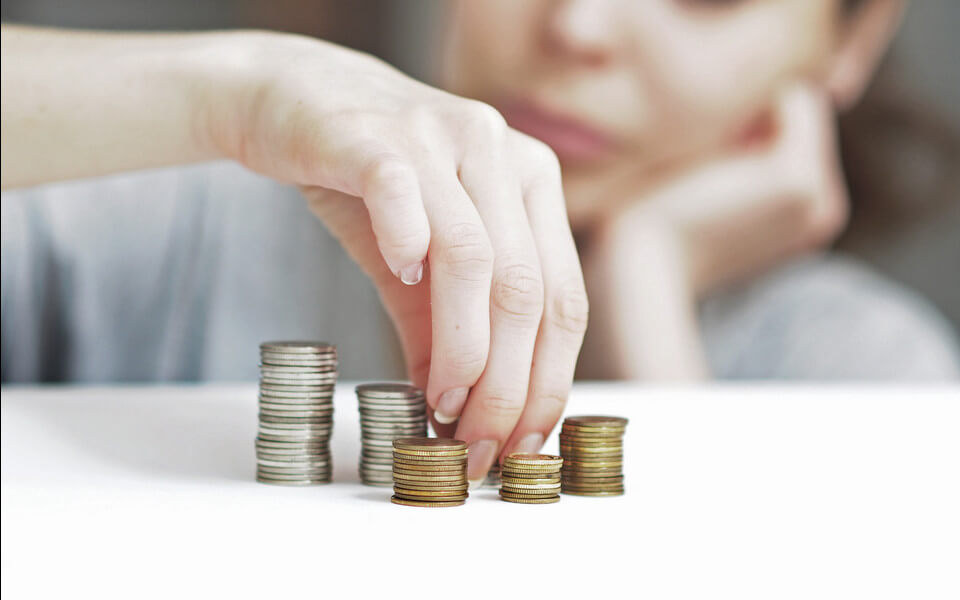 Home budgeting stacks of coins