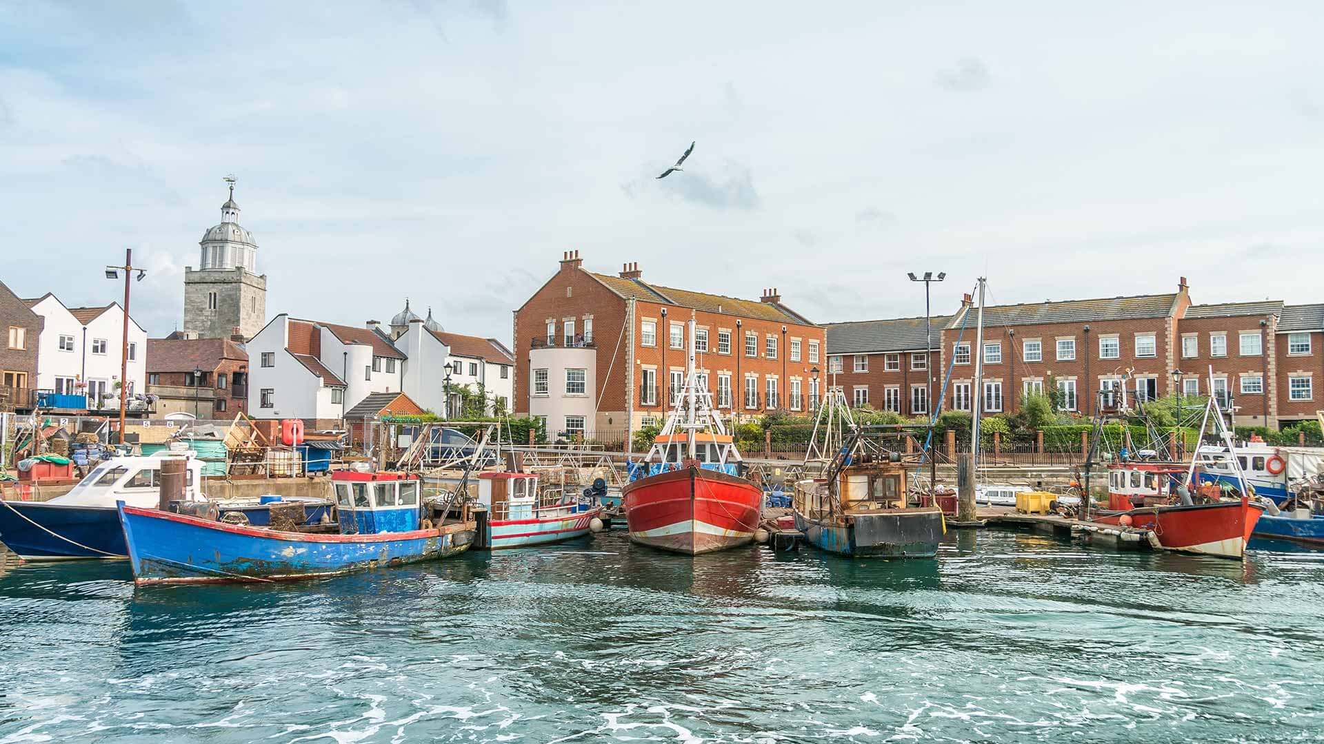 Fishing boats in the dock in Portsmouth