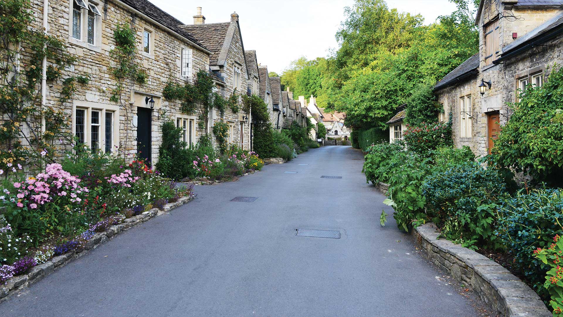 Village road and houses
