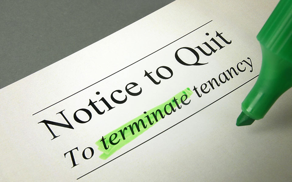 notice to quit text with a highlighter mark